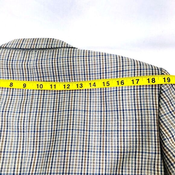 Konen Munchen Linen Sport Coat Plaid Blue Gray 40 42 Mens Preppy Academia Y2K - Picture 11 of 13